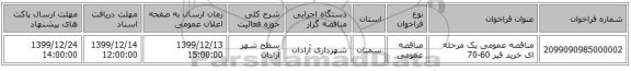 مناقصه عمومی یک مرحله ای خرید قیر 60-70