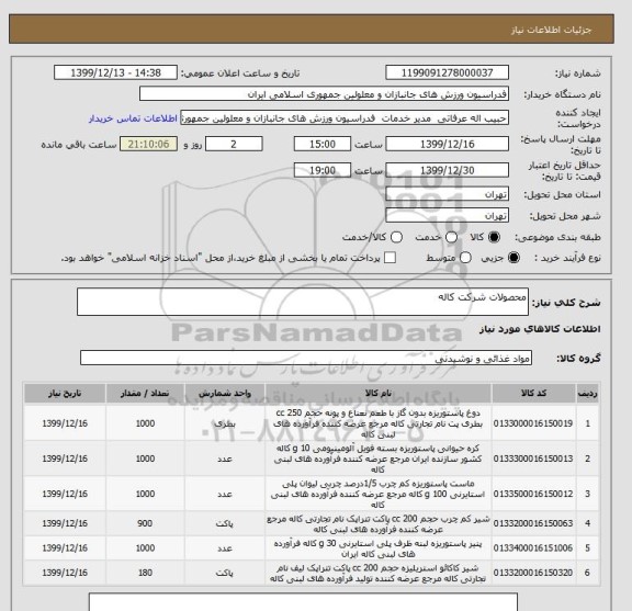 استعلام محصولات شرکت کاله 