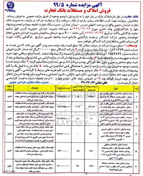 مزایده،مزایده فروش املاک و مستغلات