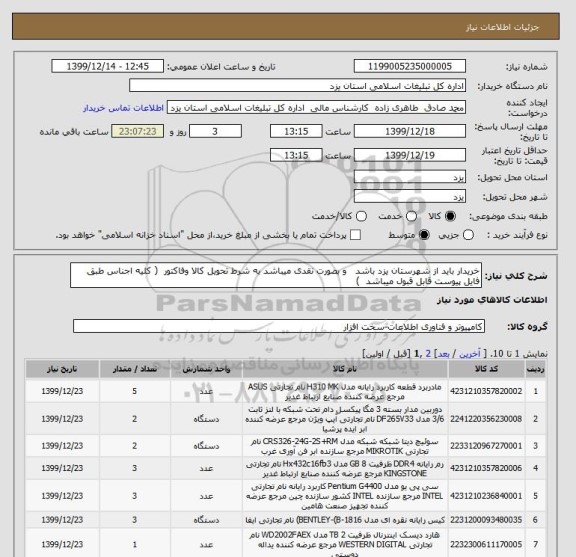 استعلام خریدار باید از شهرستان یزد باشد   و بصورت نقدی میباشد به شرط تحویل کالا وفاکتور  ( کلیه اجناس طبق فایل پیوست قابل قبول میباشد  )
