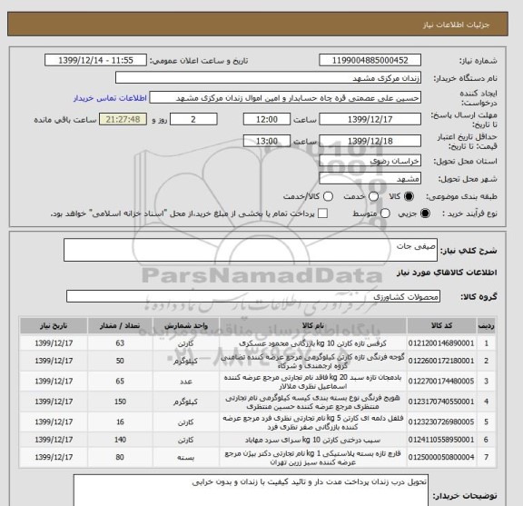 استعلام صیفی جات