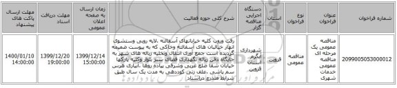 مناقصه عمومی یک مرحله ای مناقصه عمومی خدمات شهری