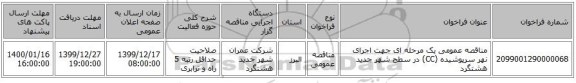 مناقصه عمومی یک مرحله ای جهت اجرای نهر سرپوشیده (CC) در سطح شهر جدید هشتگرد 