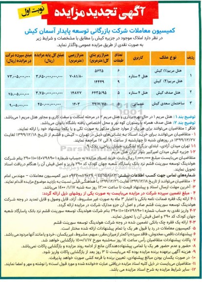 مزایده هتل تجدید 
