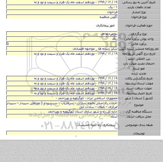 احداث راه اصلی باغچه سادات – سرفاریاب – سرسپیدار ( دوراهی سپیدار – سپیدار مرکزی – بابکان – سادات کیل
