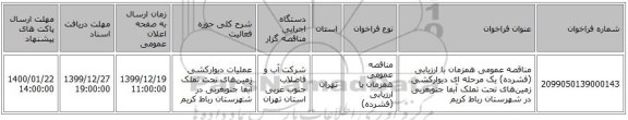 مناقصه عمومی همزمان با ارزیابی (فشرده) یک مرحله ای دیوارکشی زمین‌های تحت تملک آبفا جنوبغربی در شهرستان رباط کریم