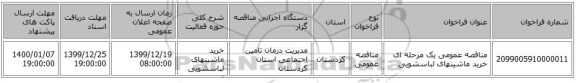 مناقصه عمومی یک مرحله ای خرید ماشینهای لباسشویی