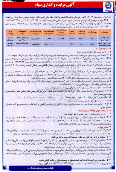 مزایده واگذاری سهام