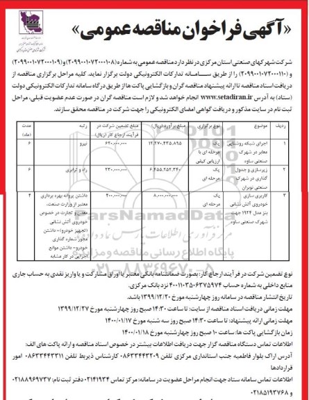 فراخوان مناقصه، مناقصه اجرای شبکه روشنایی معابر در شهرک... 