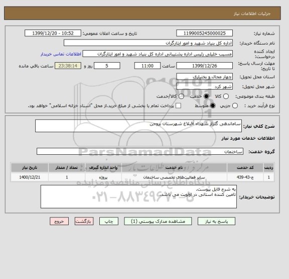 استعلام ساماندهی گلزار شهداء آقبلاغ شهرستان بروجن 