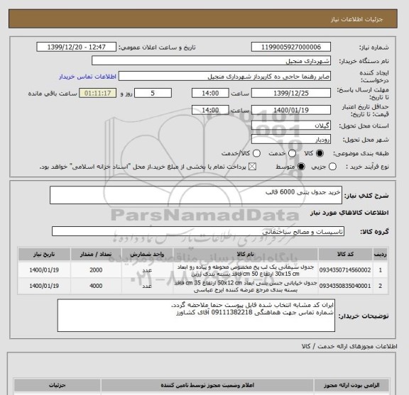 استعلام خرید جدول بتنی 6000 قالب