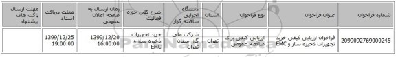 فراخوان ارزیابی کیفی خرید تجهیزات ذخیره ساز و EMC