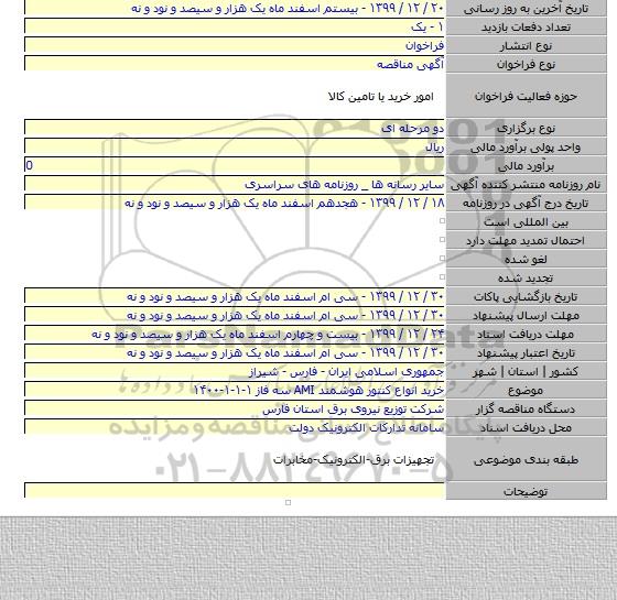 خرید انواع کنتور هوشمند AMI سه فاز ۱-۱-۱-۱۴۰۰