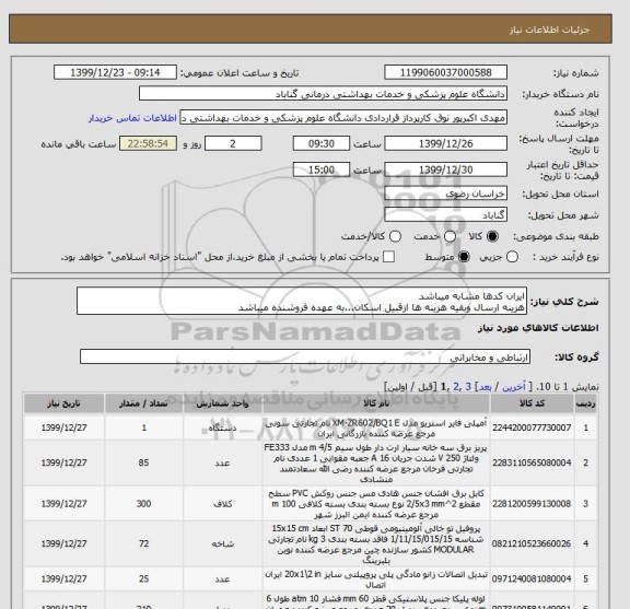استعلام ایران کدها مشابه میباشد
هزینه ارسال وبقیه هزینه ها ازقبیل اسکان...به عهده فروشنده میباشد