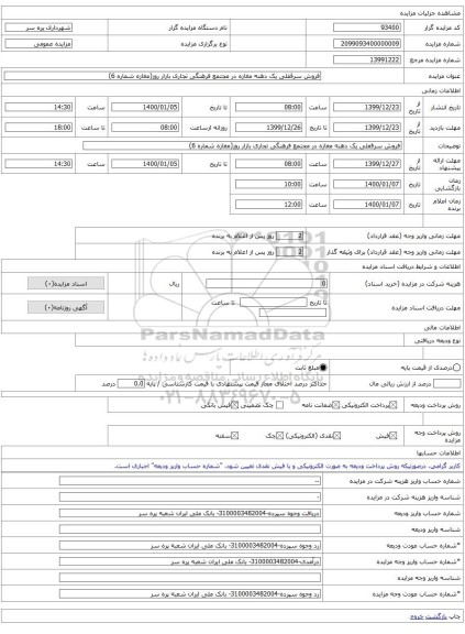 فروش سرقفلی یک دهنه مغازه در مجتمع فرهنگی تجاری بازار روز(مغازه شماره 6)