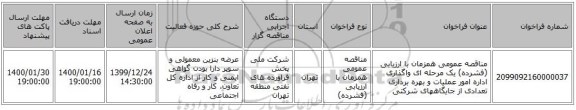 مناقصه عمومی همزمان با ارزیابی (فشرده) یک مرحله ای واگذاری اداره امور عملیات و بهره برداری تعدادی از جایگاههای شرکتی 