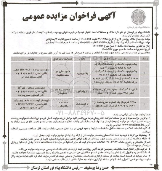 مزایده مزایده واگذاری املاک و مستغلات