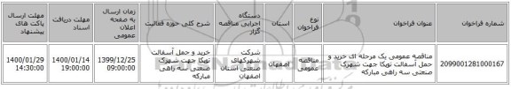 مناقصه عمومی یک مرحله ای خرید و حمل آسفالت توپکا جهت شهرک صنعتی سه راهی مبارکه