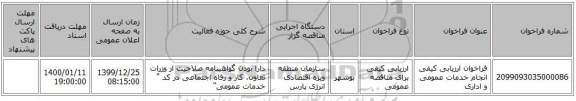 فراخوان ارزیابی کیفی انجام خدمات  عمومی و اداری 