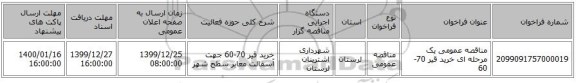 مناقصه عمومی یک مرحله ای خرید قیر 70-60