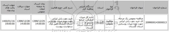 مناقصه عمومی یک مرحله ای خرید چوب راش ایرانی جهت موزه میراث روستایی استان گلستان