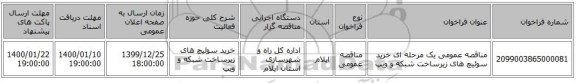 مناقصه عمومی یک مرحله ای خرید سوئیچ های زیرساخت شبکه و ویپ