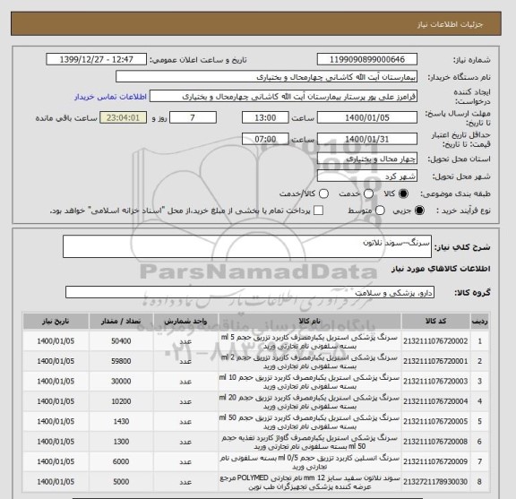 استعلام سرنگ--سوند نلاتون