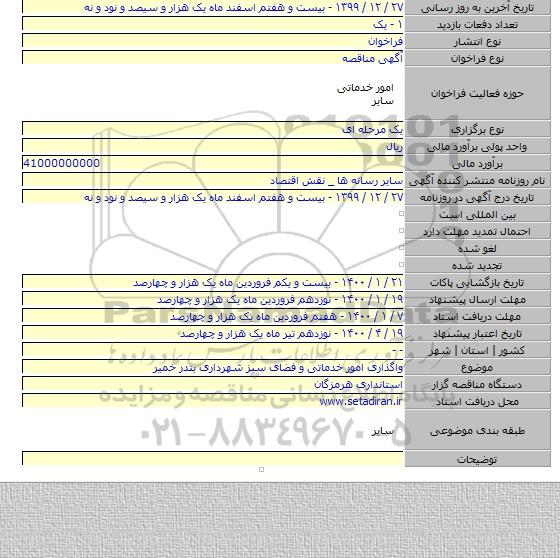 واگذاری امور خدماتی و فضای سبز شهرداری بندر خمیر