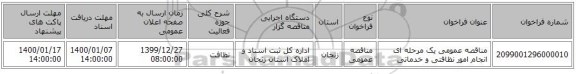 مناقصه عمومی یک مرحله ای انجام امور نظافتی و خدماتی