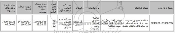 مناقصه عمومی همزمان با ارزیابی (فشرده) یک مرحله ای خرید لوله پلی اتیلن دو جداره فاضلاب در سایزهای مختلف مطابق اسناد مناقصه