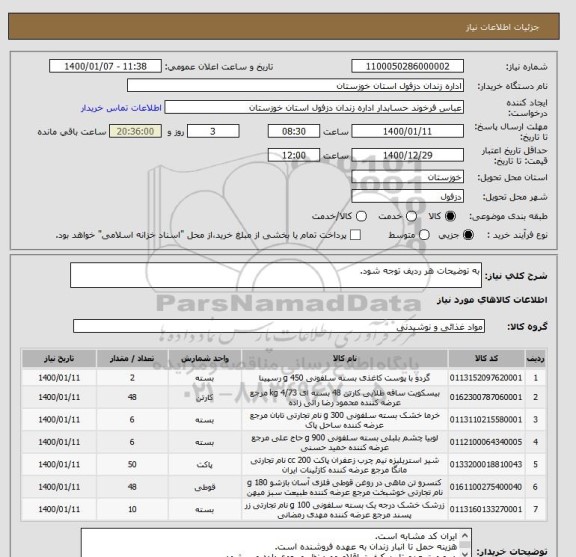 استعلام به توضیحات هر ردیف توجه شود.