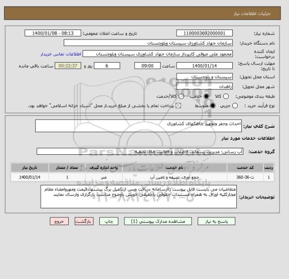 استعلام احداث وحفر ونجهیز چاهکهای کشاورزی