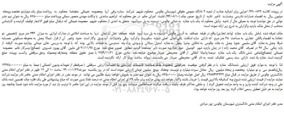 مزایده یک باب مغازه (واحد تجاری)