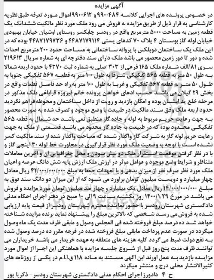 مزایده مزایده یک ساختمان دوبلکس 200 متر