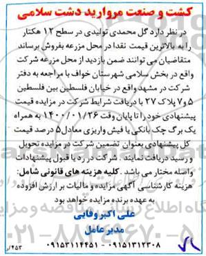 مرایده فروش گل محمدی تولیدی در سطح ۱۲ هکتار