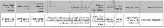 مناقصه عمومی یک مرحله ای ایاب وذهاب 