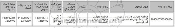 مناقصه عمومی همزمان با ارزیابی (فشرده) دو مرحله ای خرید برقگیر و کت اوت فیوز