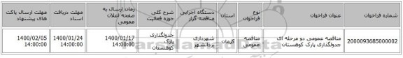 مناقصه عمومی دو مرحله ای جدولگذاری پارک کوهستان