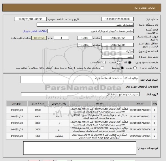 استعلام میلگرد اسکلت ساختمان گفتمان شهری