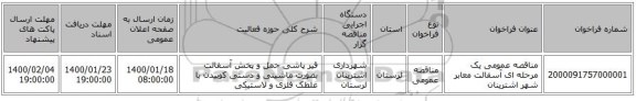 مناقصه عمومی یک مرحله ای آسفالت معابر شهر اشترینان