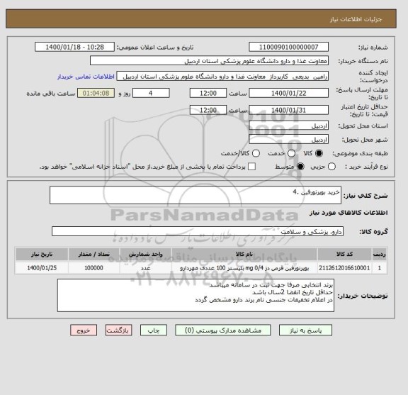 استعلام خرید بوپرنورفین .4