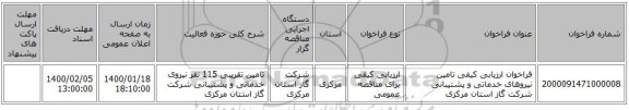 فراخوان ارزیابی کیفی تامین نیروهای خدماتی و پشتیبانی شرکت گاز استان مرکزی