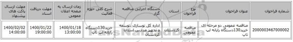 مناقصه عمومی دو مرحله ای خرید130دستگاه رایانه لپ تاپ