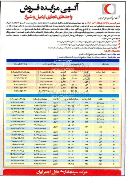 مزایده،مزایده فروش واحدهای تجاری