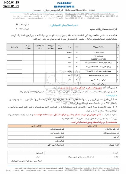 استعلام، استعلام الکترود استیل 304 ...