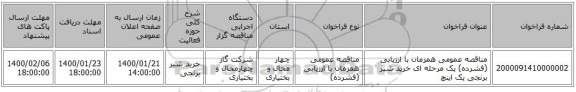 مناقصه عمومی همزمان با ارزیابی (فشرده) یک مرحله ای خرید شیر برنجی یک اینچ