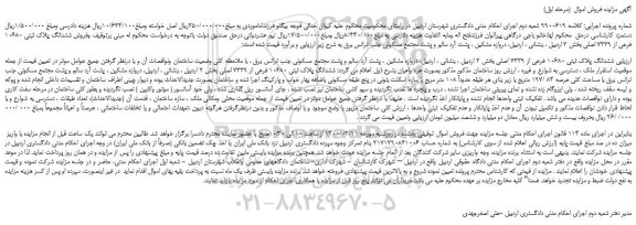 مزایده،مزایده فروش ششدانگ پلاک ثبتی 10680 فرعی از 7339 اصلی 