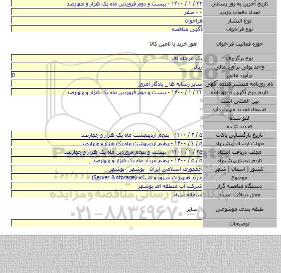 خرید تجهیزات  سرور  و شبکه (Server & storage)