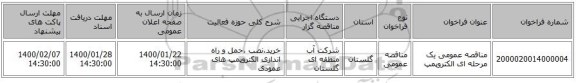 مناقصه عمومی یک مرحله ای الکتروپمپ