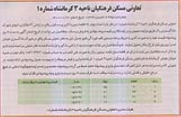 مزایده، مزایده فروش 4 قطعه زمین با کاربری مسکونی شماره 1